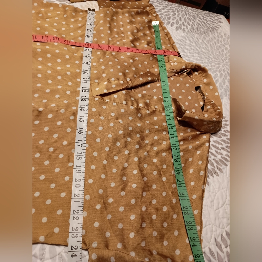 Zara Basic Collection Tunic Blouse Gold Cream Pol… - image 6